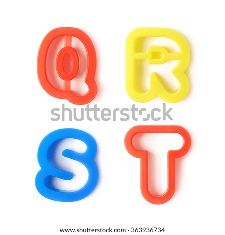 Set of plastic form letters isolated