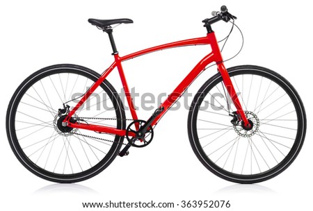 New red bicycle isolated on a white background Royalty-Free Stock Photo #363952076