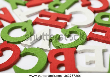 Surface covered with colorful letters