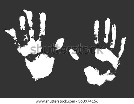 Vector hands print on dark background