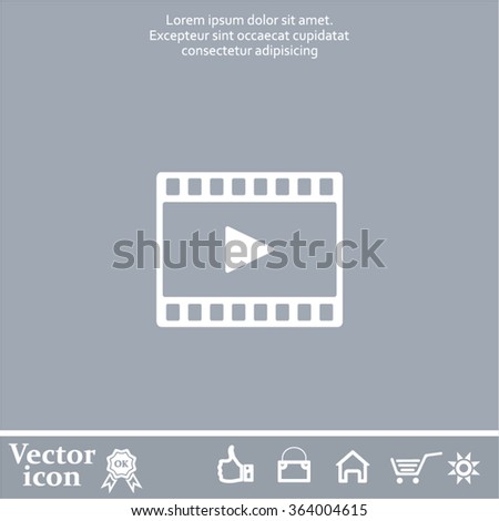 film strip with play - black vector icon
