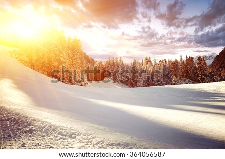 Panoramic view of ski resort. BANSKO, BULGARIA  Royalty-Free Stock Photo #364056587