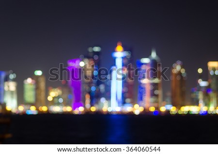 Doha blurred abstract background lights, beautiful cityscape view