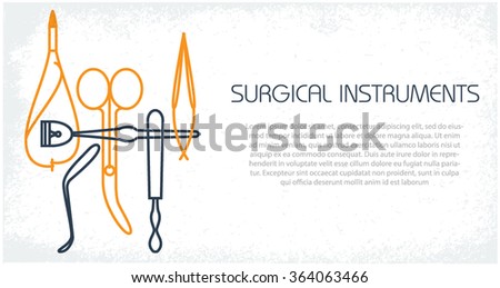 Thin lines vector illustration. Surgery instruments. 