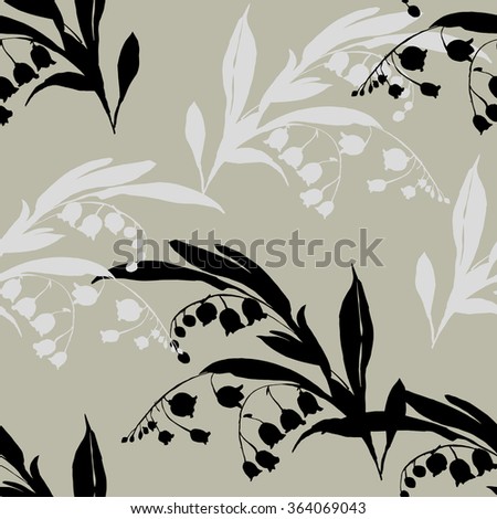 Seamless illustration of sprigs of lily of the valley