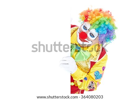 Portrait of a clown isolated on white background
