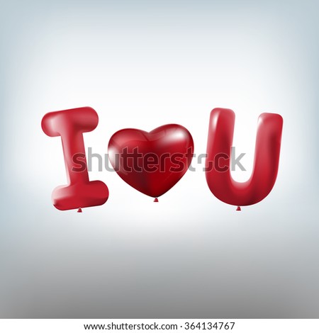 I love you , Red heart  balloons  colorful illustration background