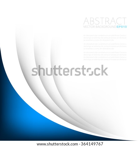 Blue curve on white paper background with space for text background design , overlap layer concept