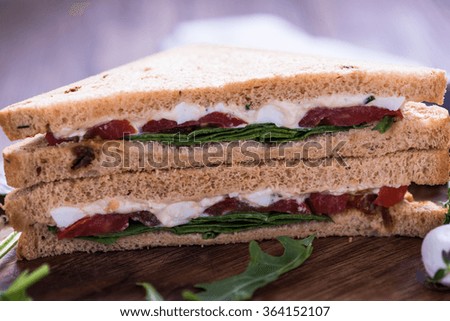 Mexican sandwich with tomato and salad