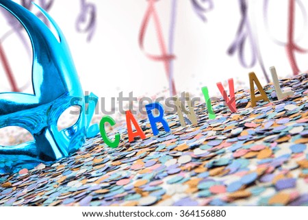 Carnival Party Props on blur background with English Carnival text