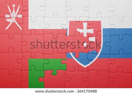 puzzle with the national flag of slovakia and oman . concept