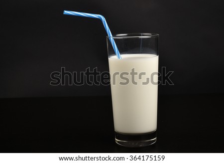 Glass of milk - isolated on black 