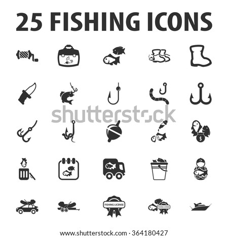 Fishing icons set. 