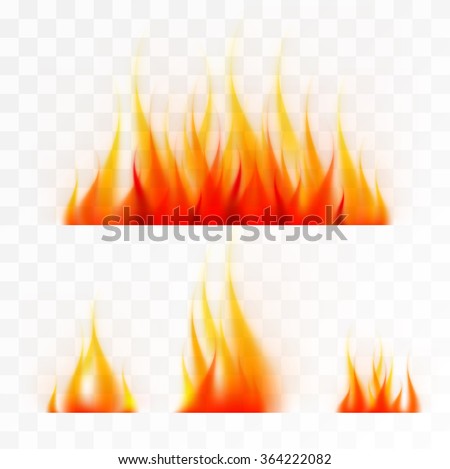 Set of isolated flames fire, good working on light background Royalty-Free Stock Photo #364222082