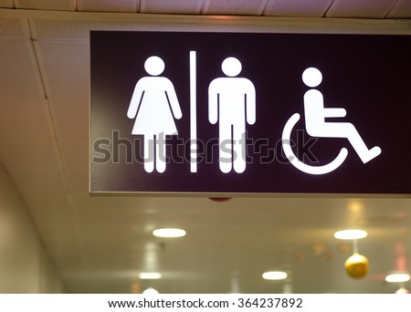 An entrance to the male and female toilet, toilet for the disabled