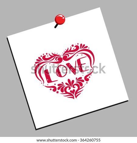 Valentines Day card. Love. Hand drawn poster with typography heart. Can be used as a greeting card, print on T-shirt, bags, decor element 