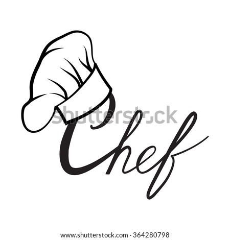 Cook hat. Drawn hat chef cook. Hat chef-cooker. Vector black hat chef cook on a white background Royalty-Free Stock Photo #364280798