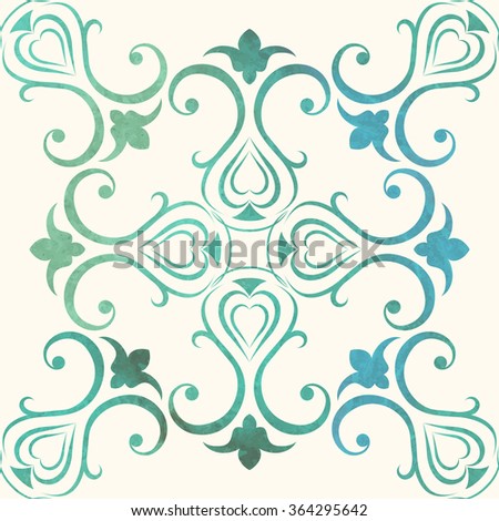 Watercolor seamless wallpapers in the style of Baroque . Can be used for backgrounds and page fill web design. Vector Illustration.