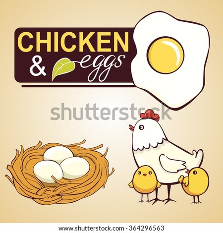 vector illustration chicken and eggs cartoon