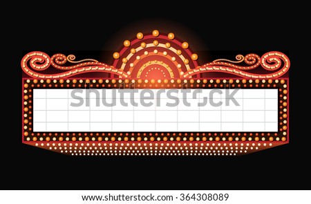 Brightly theater glowing retro cinema neon sign Royalty-Free Stock Photo #364308089