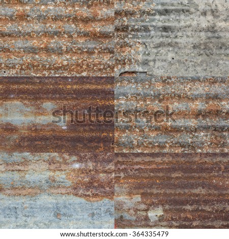 A rusty corrugated iron metal texture collection