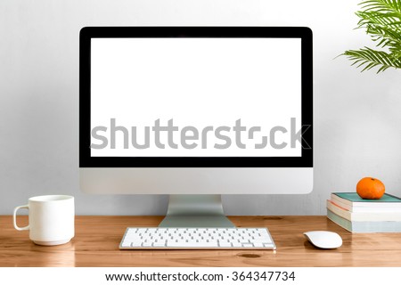 Computer on table Royalty-Free Stock Photo #364347734