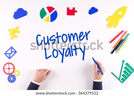 Office desk with a single word Customer Loyalty