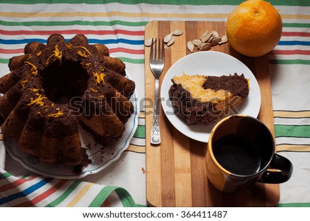 Cake with pumpkin and chocolate