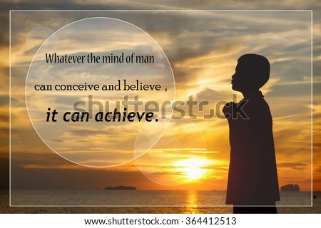 Inspirational quote on sunset blurred background