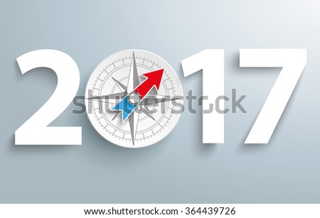 Date 2017 with compass on the gray background. Eps 10 vector file.
