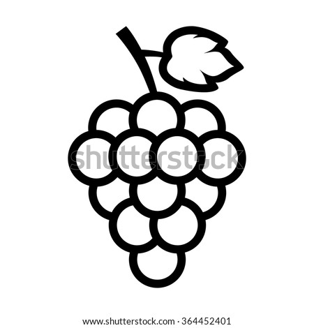 Bunch of grapes with leaf line art vector icon for food apps and websites