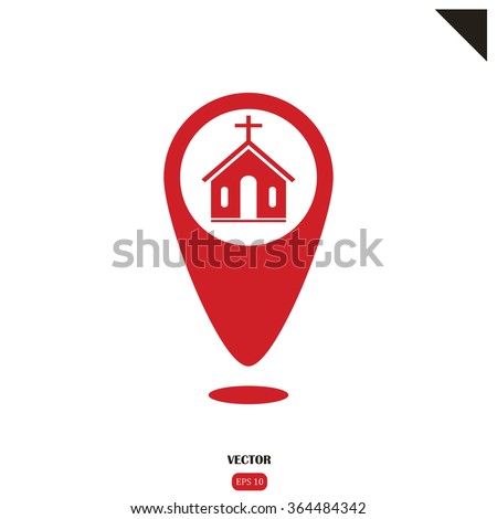 Map pointer vector icon church