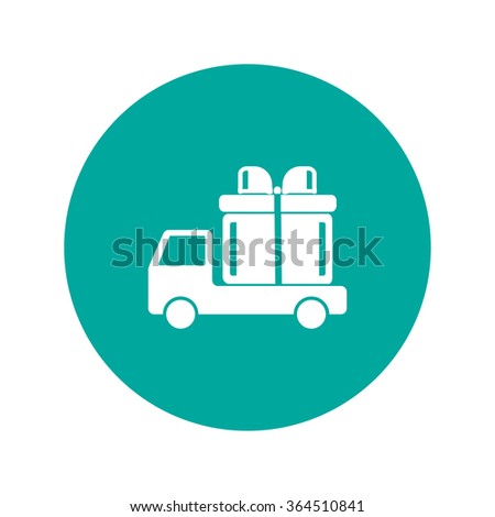 truck with a gift vector icon EPS