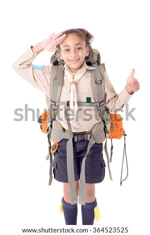little girl scout isolated in white