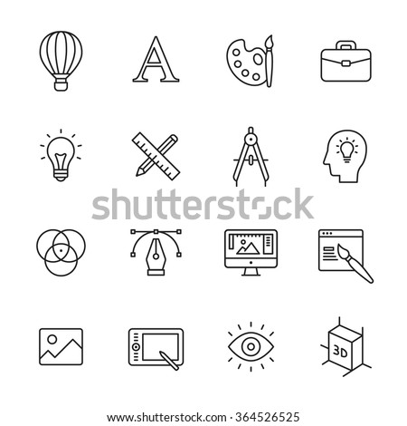 Graphic and web design line icons Royalty-Free Stock Photo #364526525