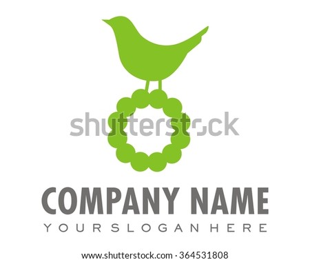 silhouette little green bird logo