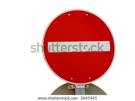 No entry traffic sign isolated on white