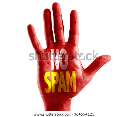 No Spam written on hand isolated on white background