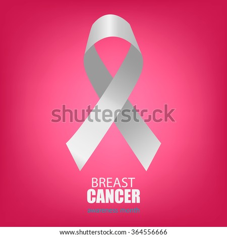 White ribbon on a pink background, breast cancer awareness month, eps 10