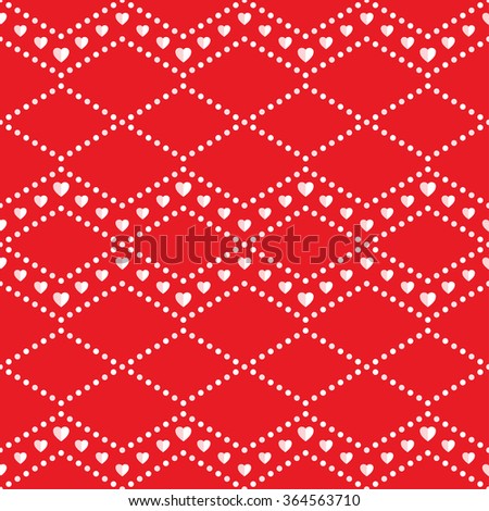 Seamless hearts Pattern. Valentines day red background. Abstract Background. Chains of hearts. 14 February love seamless pattern. Garlands of hearts. Grid. Geometric Pattern. Vector Regular Texture