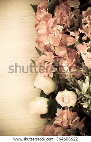 Beautiful flowers background with copy space. vintage color tone with filter color effect.