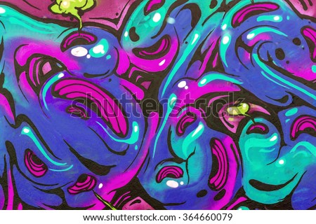 Beautiful street art graffiti. Abstract creative drawing fashion colors on the walls of the city. Urban Contemporary Culture Royalty-Free Stock Photo #364660079