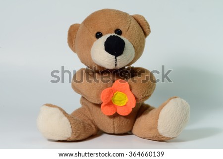 Cute bear toy shot on white background
