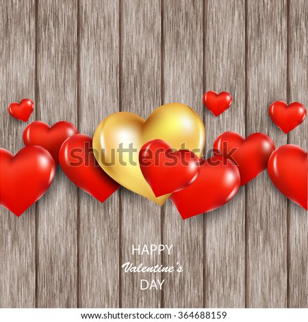 Valentines day card with heart on a wooden shelf.eps 10