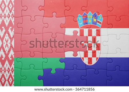 puzzle with the national flag of belarus and croatia . concept