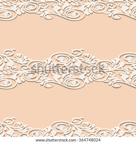White and beige vector seamless lace with a floral ornament, template. 