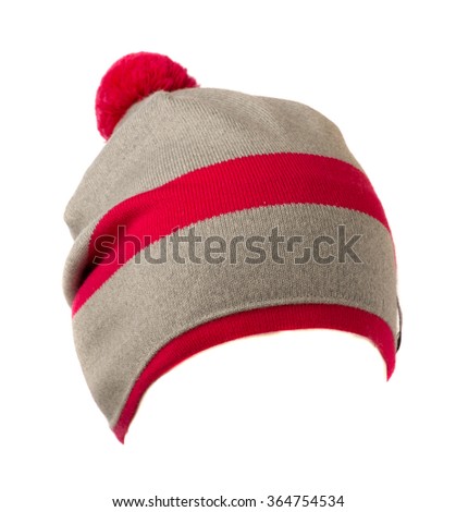 knitted hat isolated on white background .