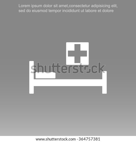 Hospital bed and cross.Flat simple icon illustration