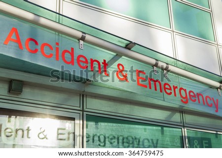 The sign for an Accident and Emergency Department.