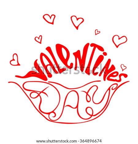 Vector Happy Valentines Day Vintage Card With Lettering.
